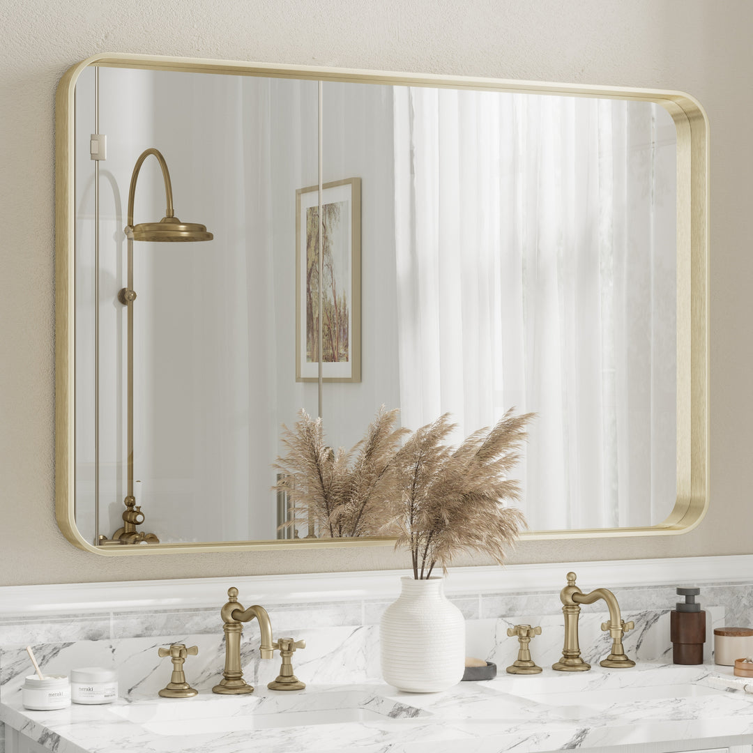 Aluminum Alloy Framed French Cleat Mounted Tempered Glass Wall Vanity Mirror