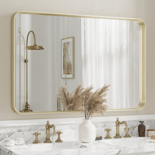 Aluminum Alloy Framed French Cleat Mounted Tempered Glass Wall Vanity Mirror