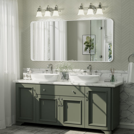 Aluminum Alloy Framed French Cleat Mounted Tempered Glass Wall Vanity Mirror