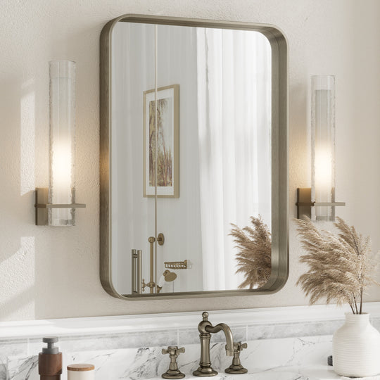 Aluminum Alloy Framed French Cleat Mounted Tempered Glass Wall Vanity Mirror