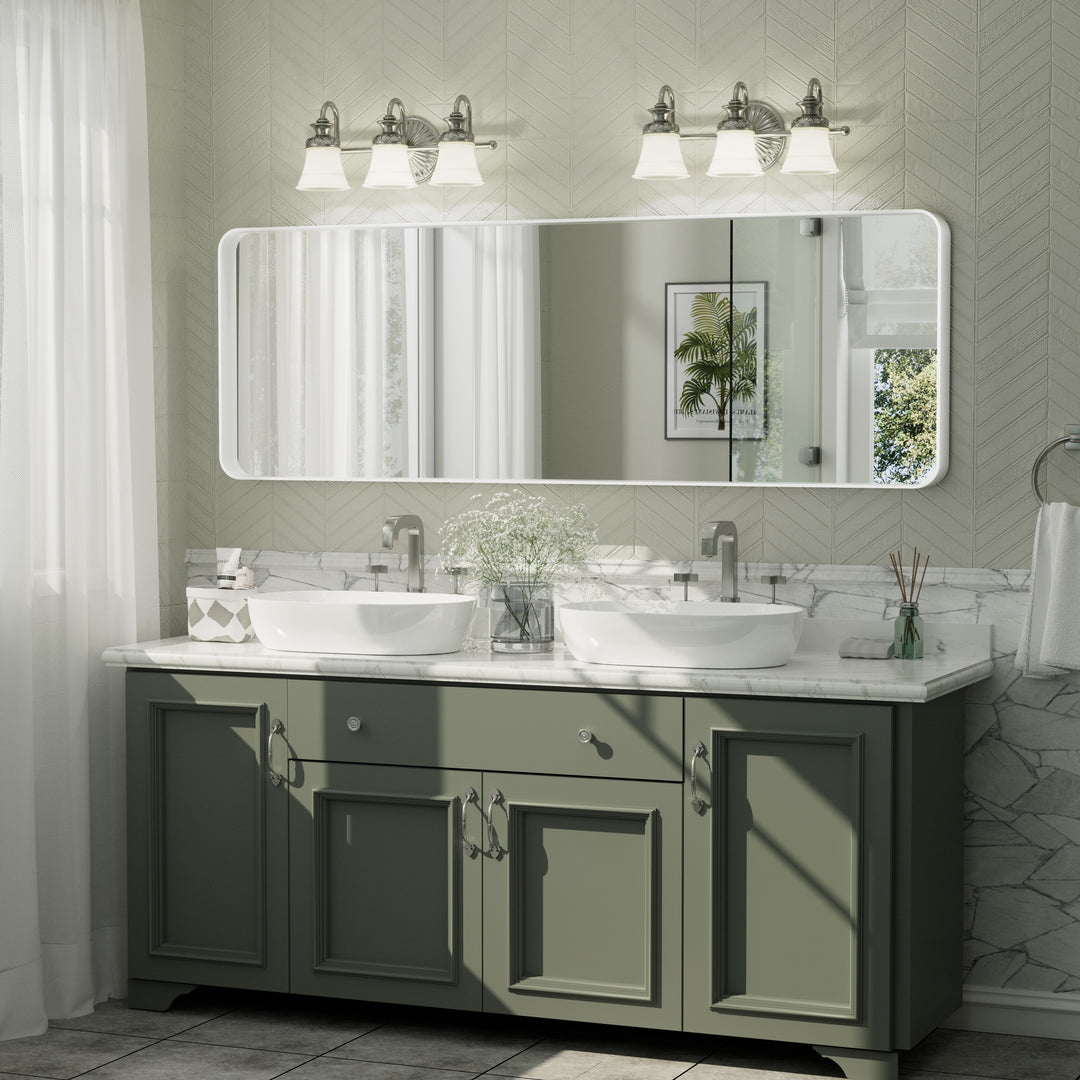 Aluminum Alloy Framed French Cleat Mounted Tempered Glass Wall Vanity Mirror