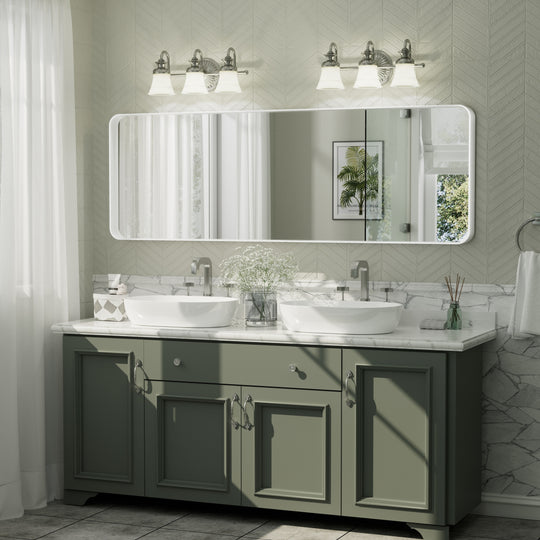 Aluminum Alloy Framed French Cleat Mounted Tempered Glass Wall Vanity Mirror