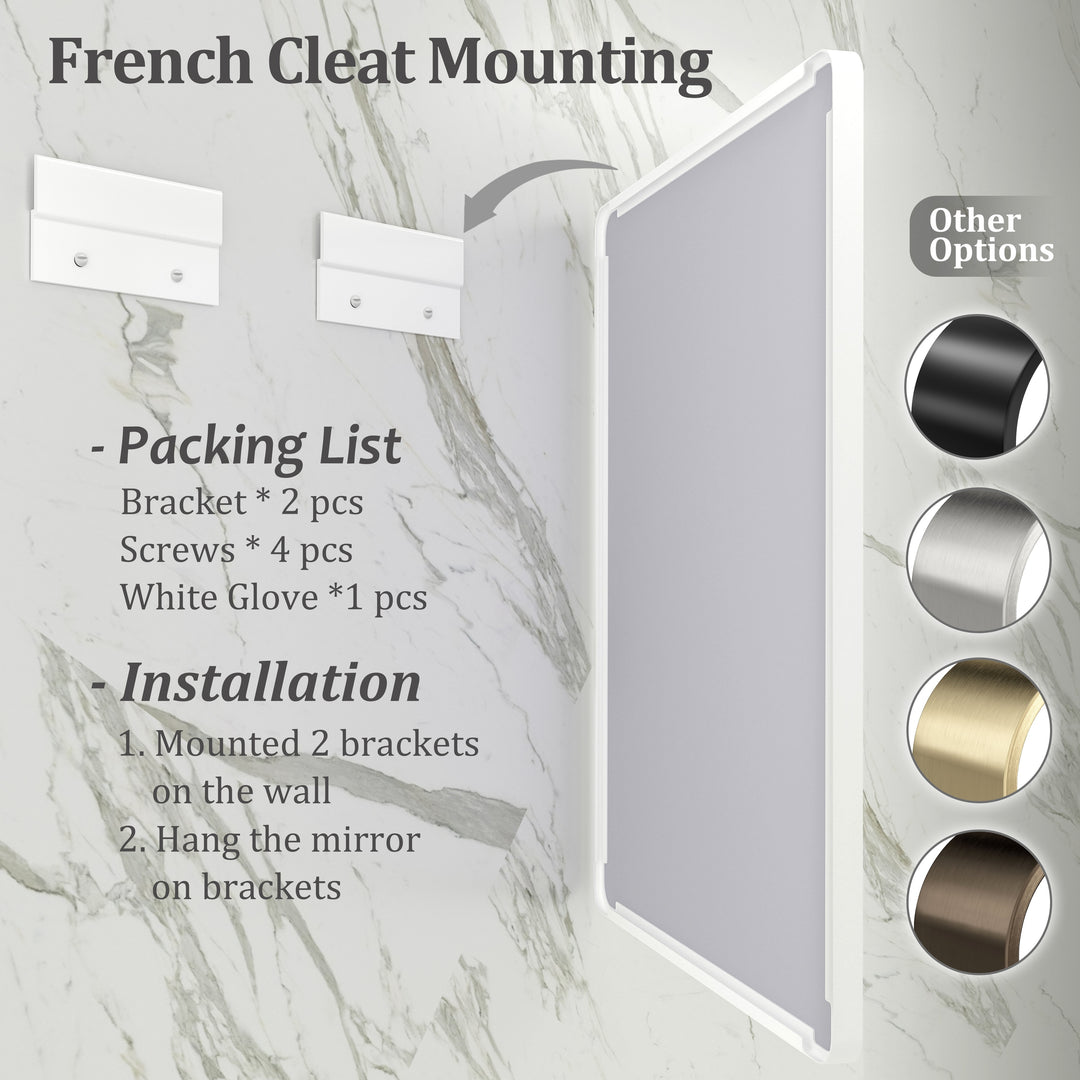 Aluminum Alloy Framed French Cleat Mounted Tempered Glass Wall Vanity Mirror
