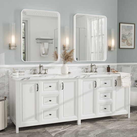 Aluminum Alloy Framed French Cleat Mounted Tempered Glass Wall Vanity Mirror