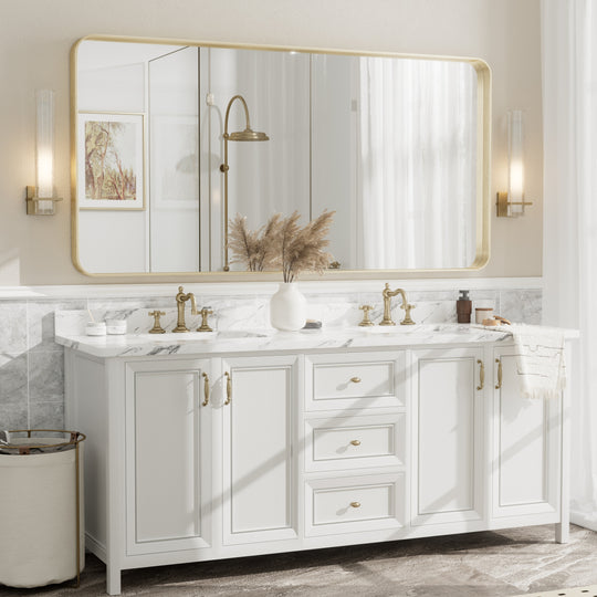 Aluminum Alloy Framed French Cleat Mounted Tempered Glass Wall Vanity Mirror