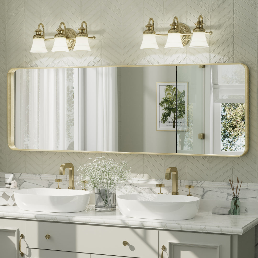 Aluminum Alloy Framed French Cleat Mounted Tempered Glass Wall Vanity Mirror