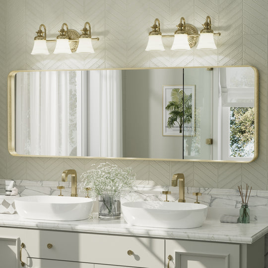 Aluminum Alloy Framed French Cleat Mounted Tempered Glass Wall Vanity Mirror