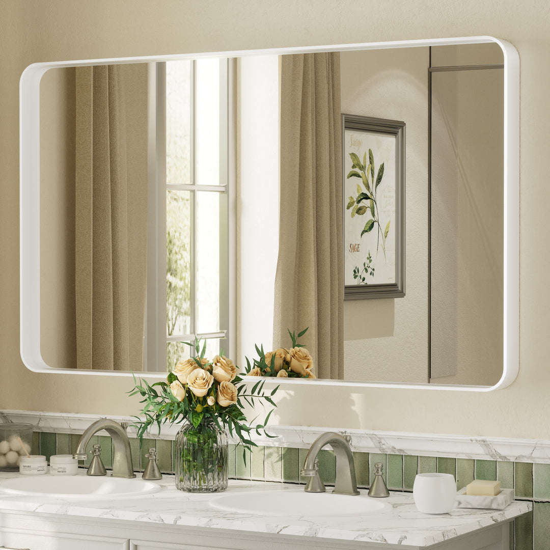 Aluminum Alloy Framed French Cleat Mounted Tempered Glass Wall Vanity Mirror