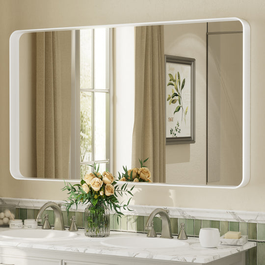 Aluminum Alloy Framed French Cleat Mounted Tempered Glass Wall Vanity Mirror