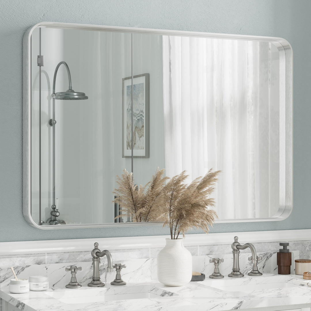 Aluminum Alloy Framed French Cleat Mounted Tempered Glass Wall Vanity Mirror