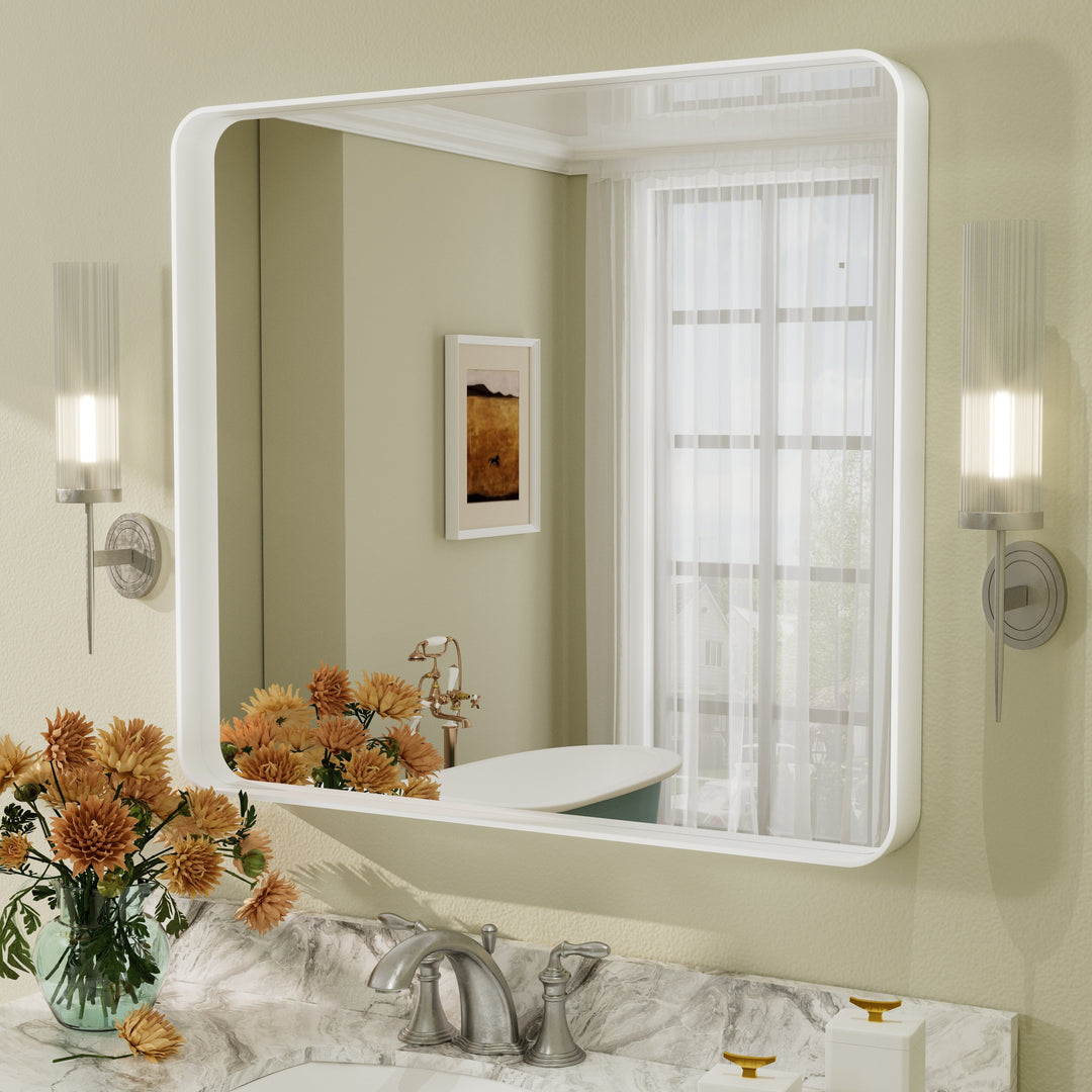 Aluminum Alloy Framed French Cleat Mounted Tempered Glass Wall Vanity Mirror