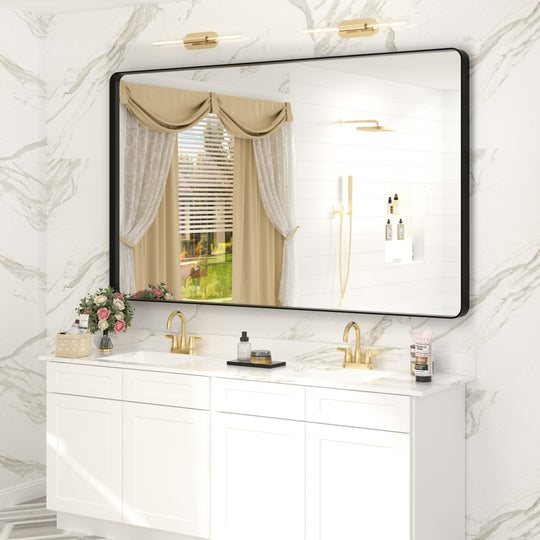 Aluminum Alloy Framed French Cleat Mounted Tempered Glass Wall Vanity Mirror