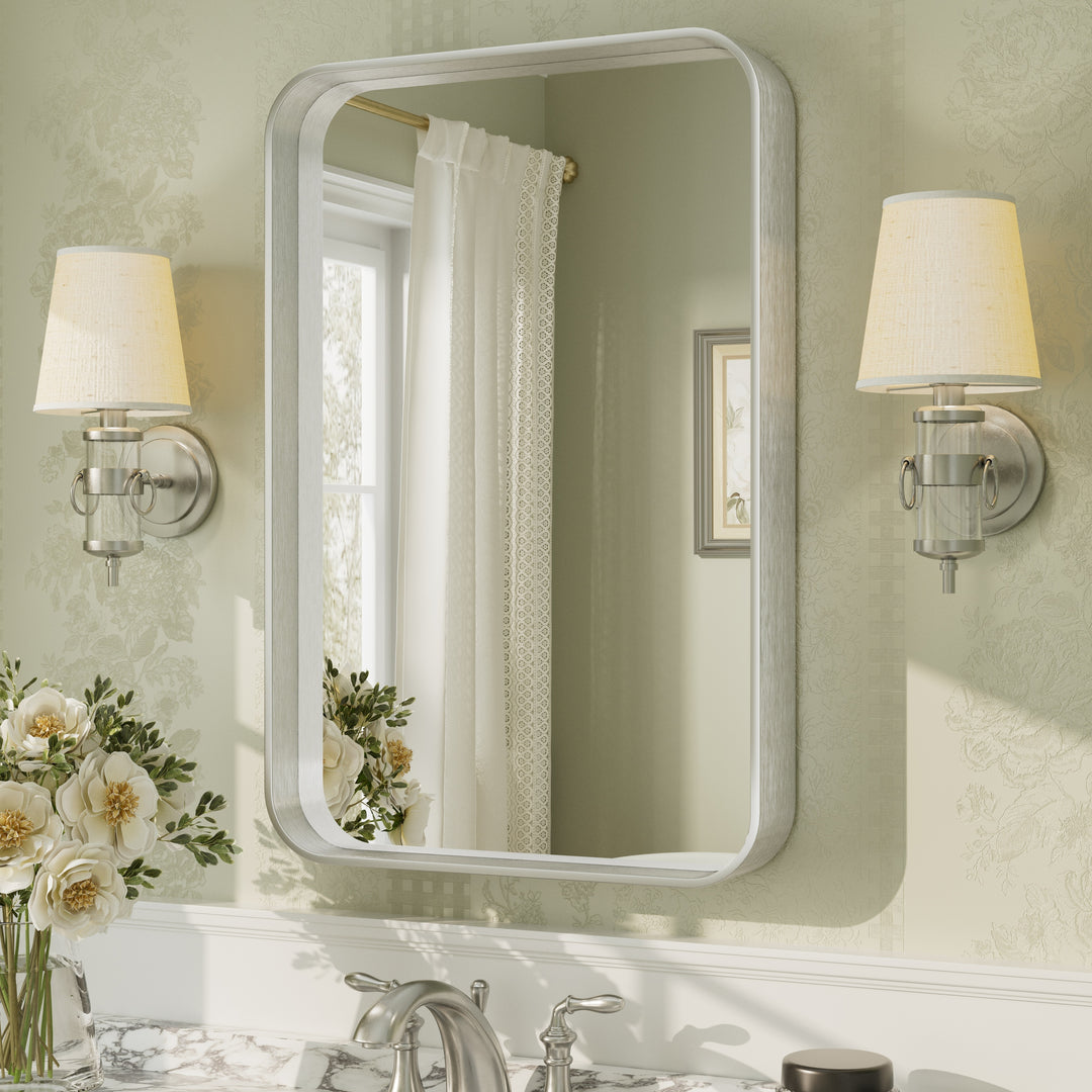 Aluminum Alloy Framed French Cleat Mounted Tempered Glass Wall Vanity Mirror