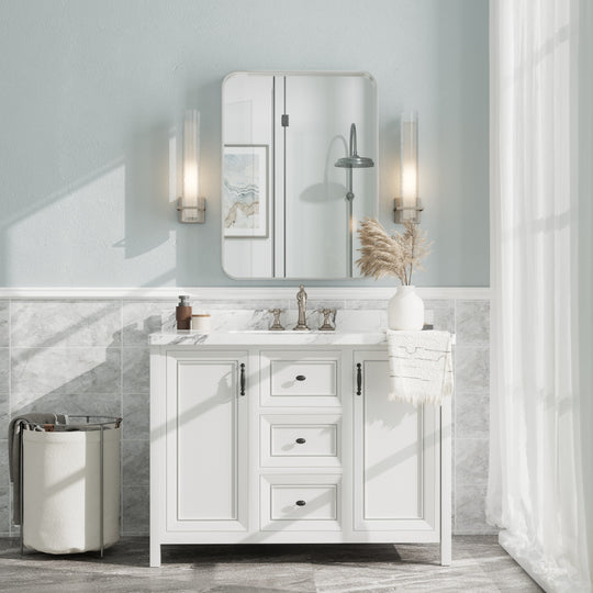 Aluminum Alloy Framed French Cleat Mounted Tempered Glass Wall Vanity Mirror