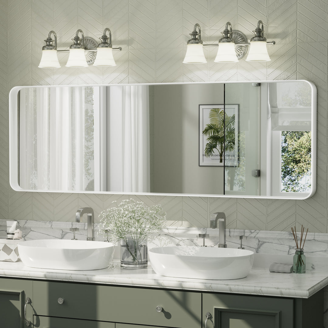 Aluminum Alloy Framed French Cleat Mounted Tempered Glass Wall Vanity Mirror