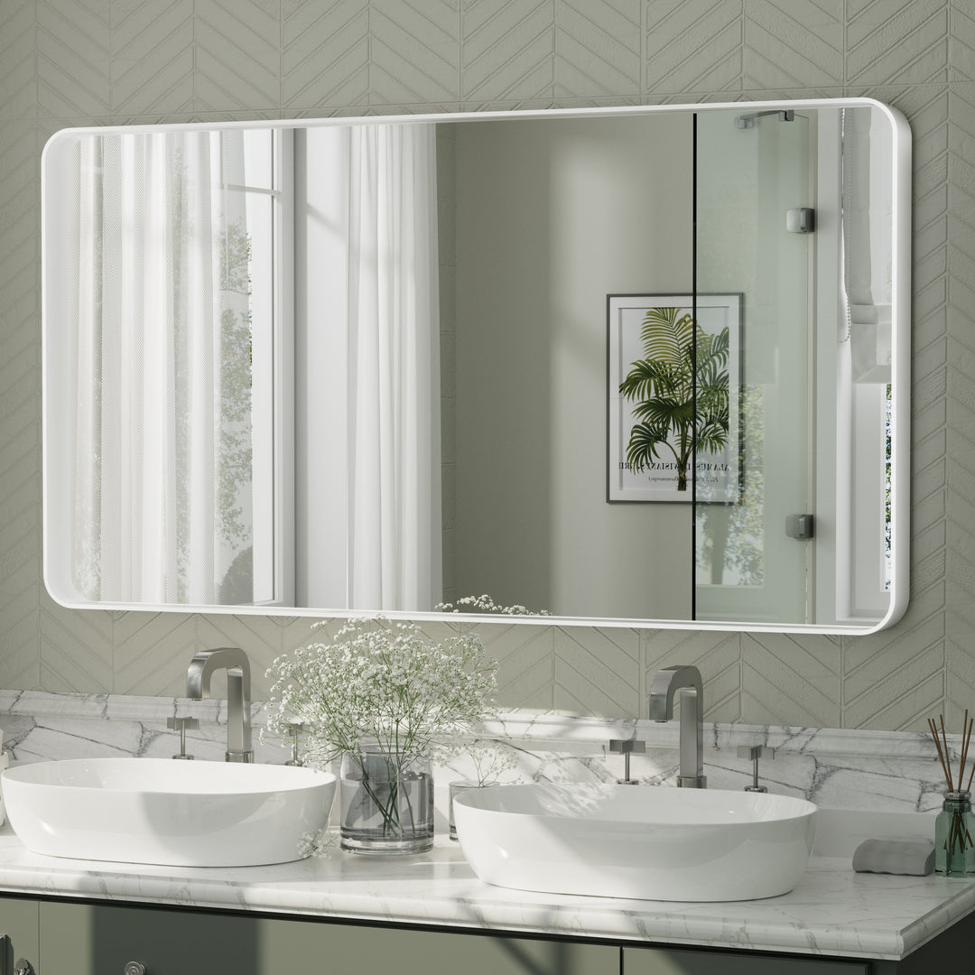 Aluminum Alloy Framed French Cleat Mounted Tempered Glass Wall Vanity Mirror