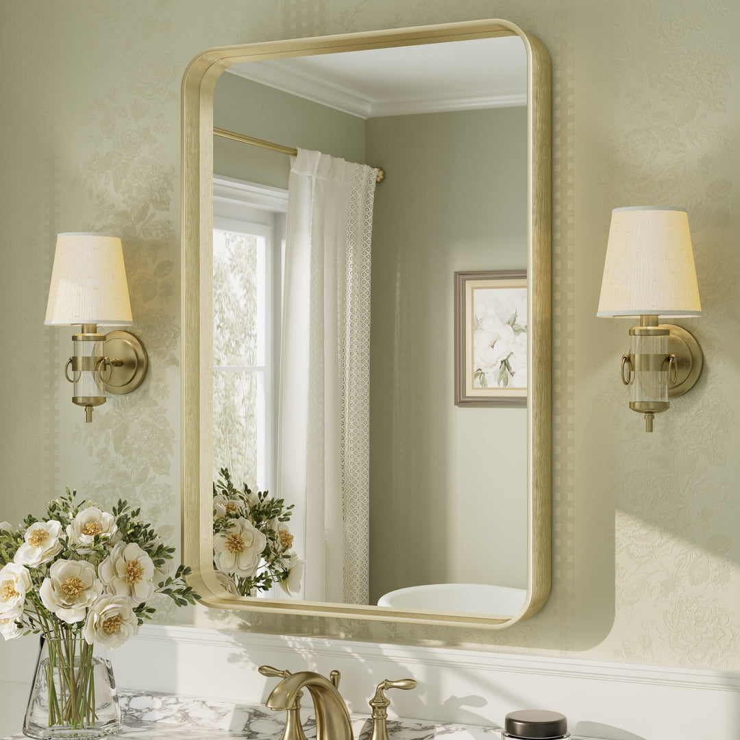 Aluminum Alloy Framed French Cleat Mounted Tempered Glass Wall Vanity Mirror