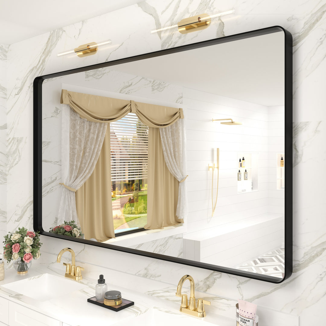 Aluminum Alloy Framed French Cleat Mounted Tempered Glass Wall Vanity Mirror
