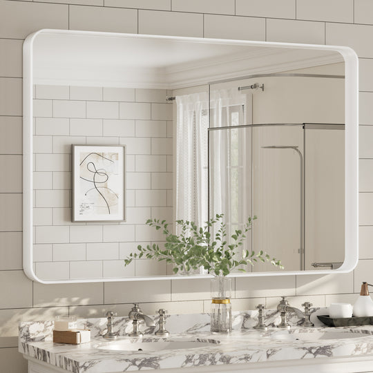 Aluminum Alloy Framed French Cleat Mounted Tempered Glass Wall Vanity Mirror