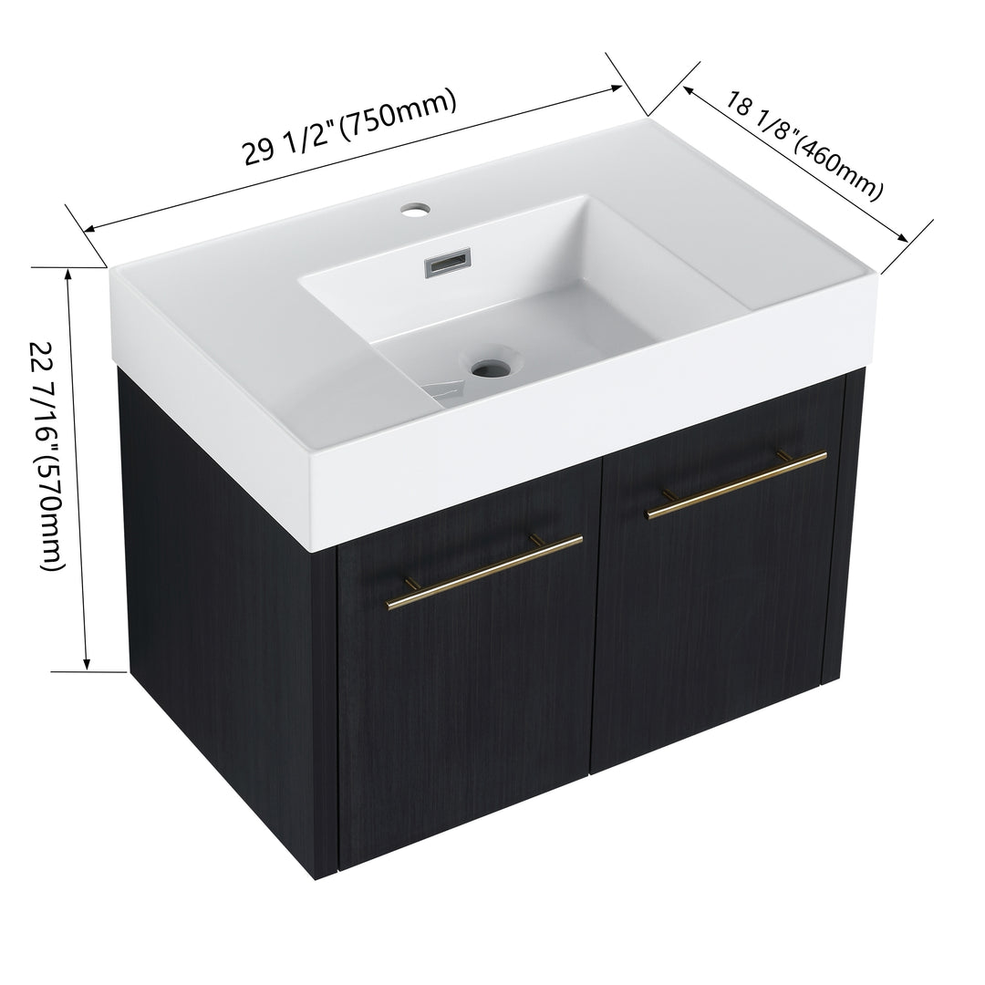 Bathroom Vanity with Sink in 24/30/36 Inch, Floating Bathroom Vanity with Soft Close Door