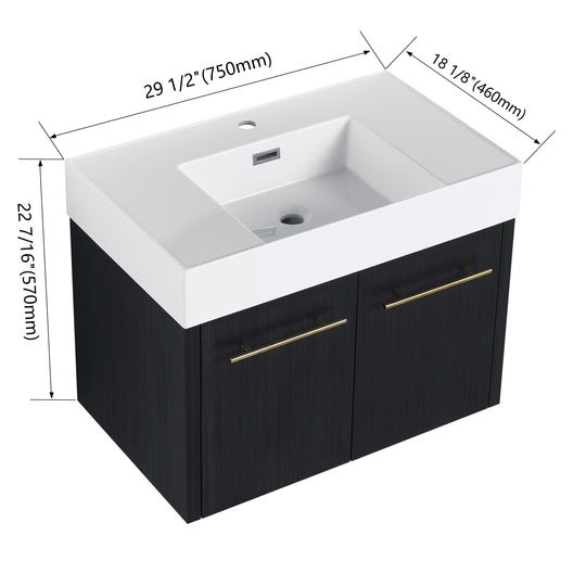 Bathroom Vanity with Sink in 24/30/36 Inch, Floating Bathroom Vanity with Soft Close Door