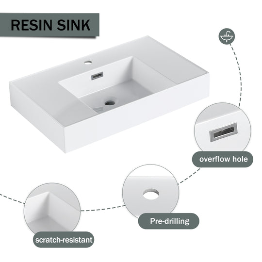 Bathroom Vanity with Sink in 24/30/36 Inch, Floating Bathroom Vanity with Soft Close Door