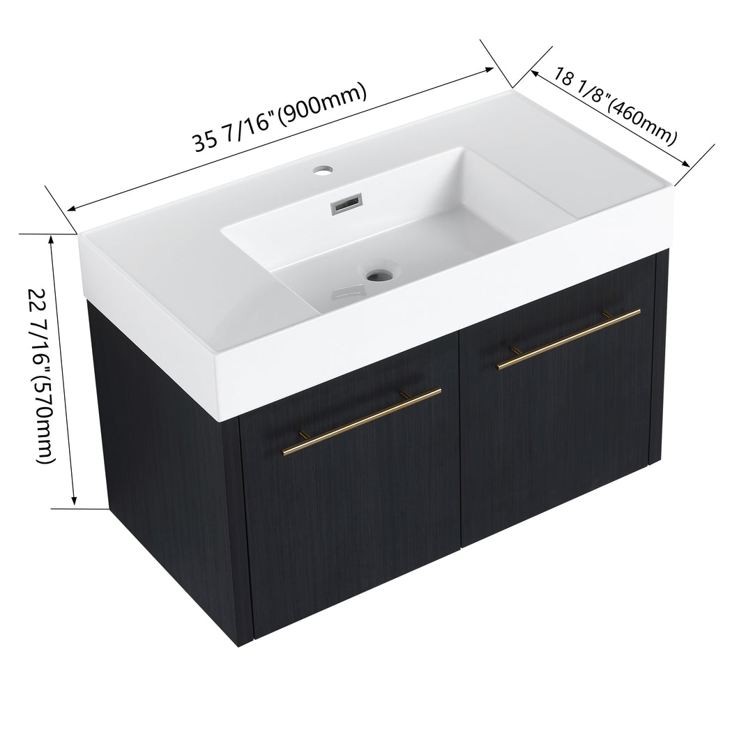 Bathroom Vanity with Sink in 24/30/36 Inch, Floating Bathroom Vanity with Soft Close Door