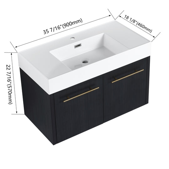 Bathroom Vanity with Sink in 24/30/36 Inch, Floating Bathroom Vanity with Soft Close Door