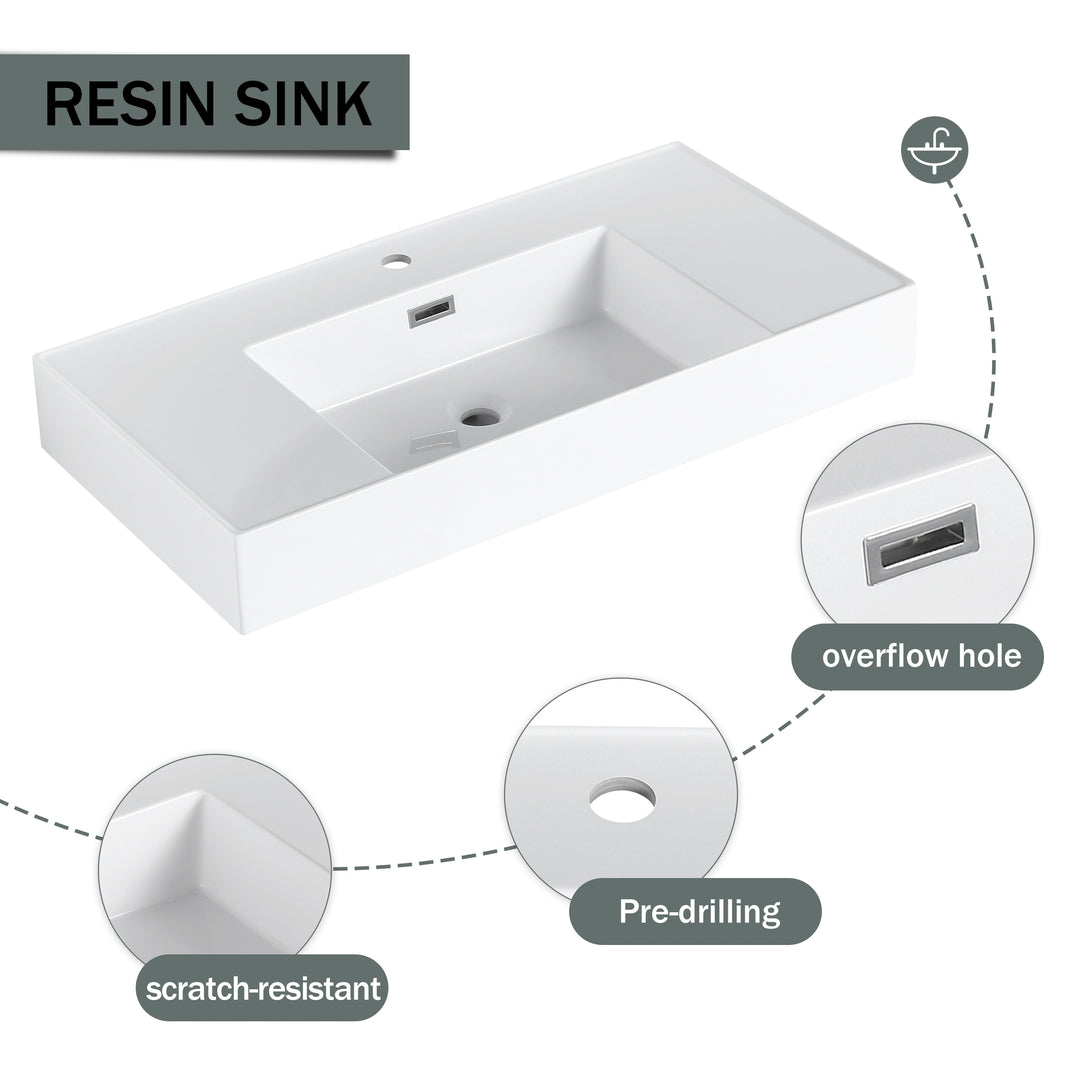 Bathroom Vanity with Sink in 24/30/36 Inch, Floating Bathroom Vanity with Soft Close Door