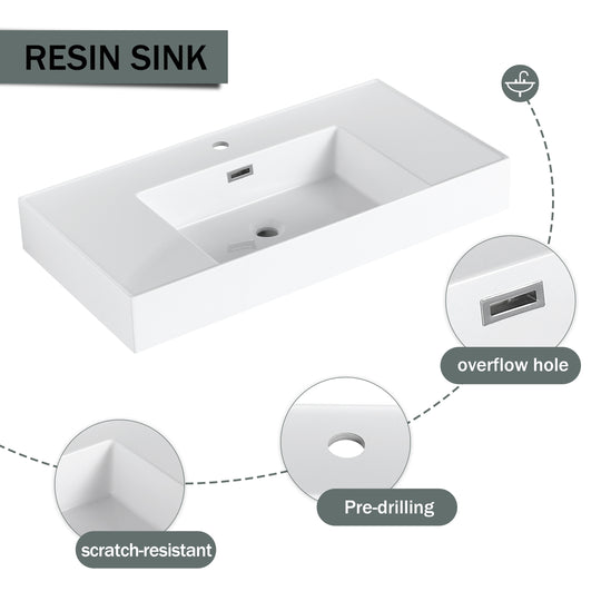 Bathroom Vanity with Sink in 24/30/36 Inch, Floating Bathroom Vanity with Soft Close Door