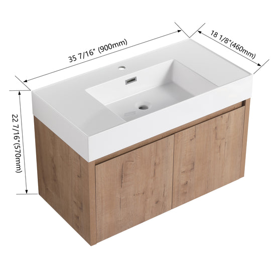 Bathroom Vanity with Sink in 24/30/36 Inch, Floating Bathroom Vanity with Soft Close Door