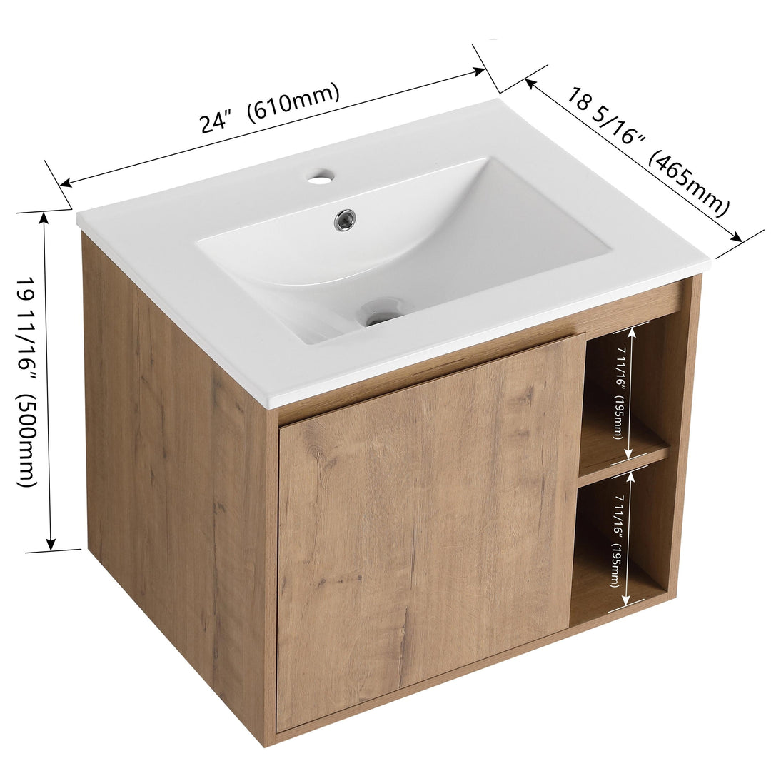 Bathroom Vanity with Sink in 24/30 Inch, Floating Bathroom Vanity with Soft Close Door