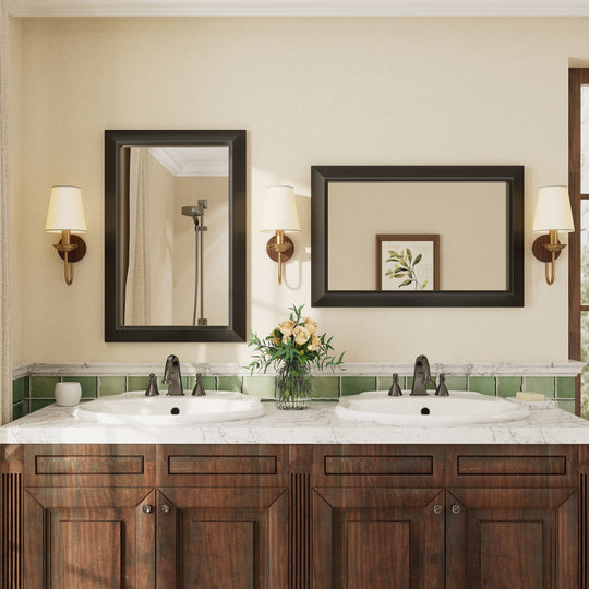 5-Year Warranty Full Size Farmhouse Beveled Metal Rectangle Wall Bathroom Vanity Mirrors