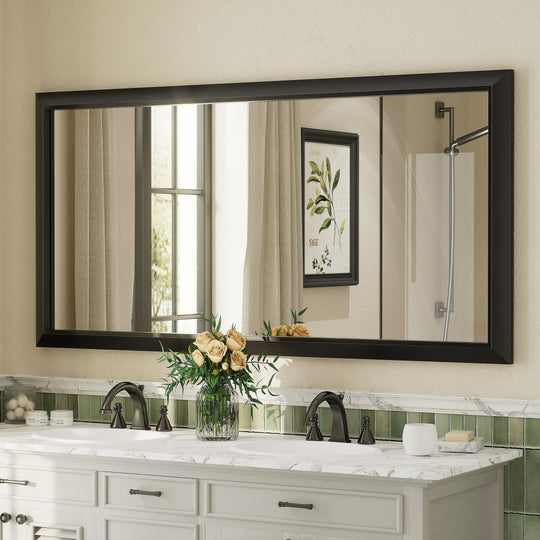 5-Year Warranty Full Size Farmhouse Beveled Metal Rectangle Wall Bathroom Vanity Mirrors