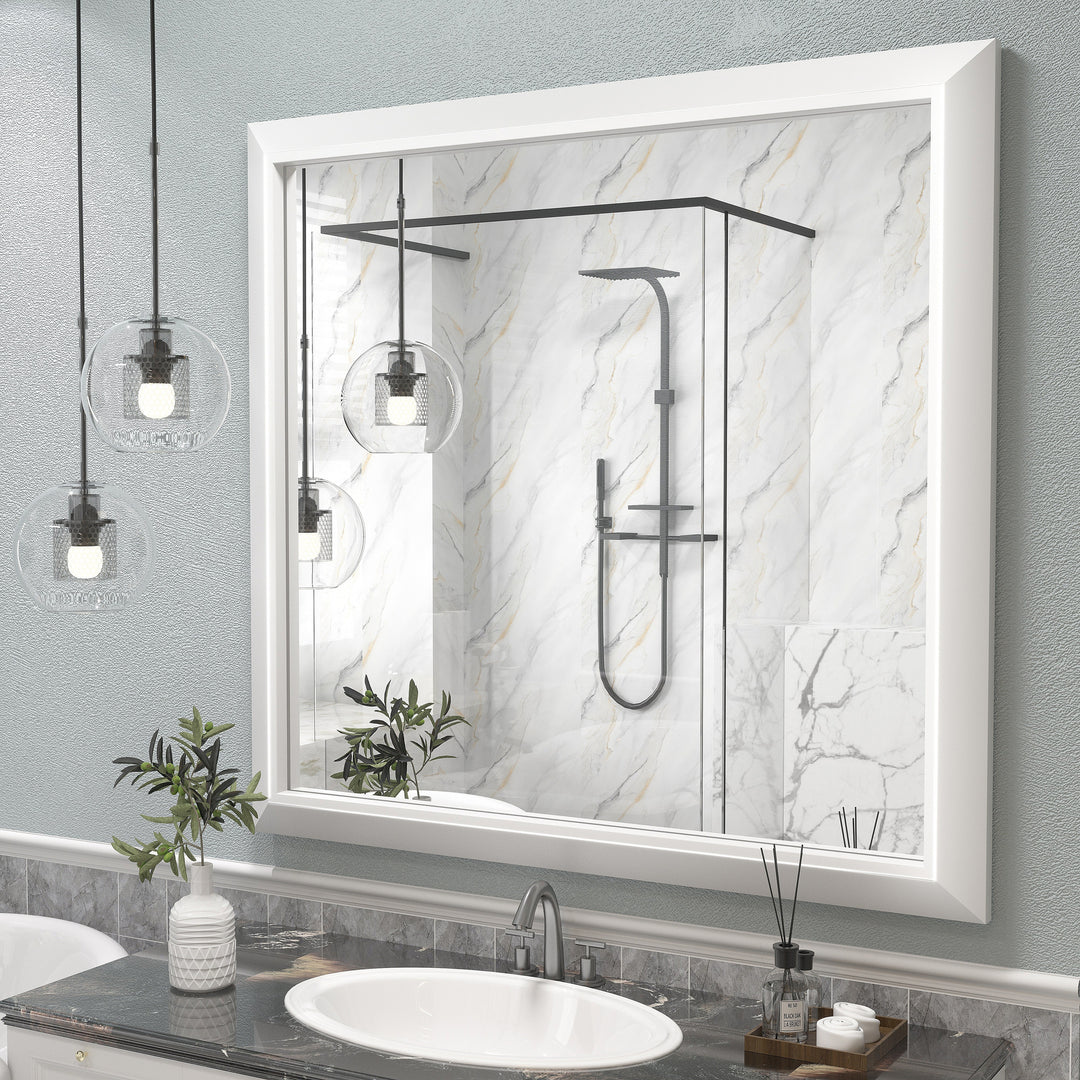 5-Year Warranty Full Size Farmhouse Beveled Metal Rectangle Wall Bathroom Vanity Mirrors