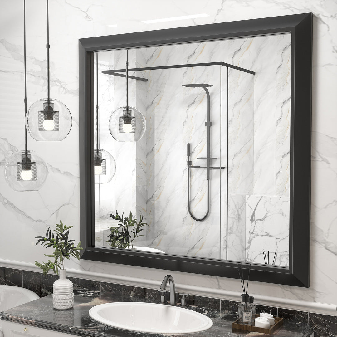 5-Year Warranty Full Size Farmhouse Beveled Metal Rectangle Wall Bathroom Vanity Mirrors