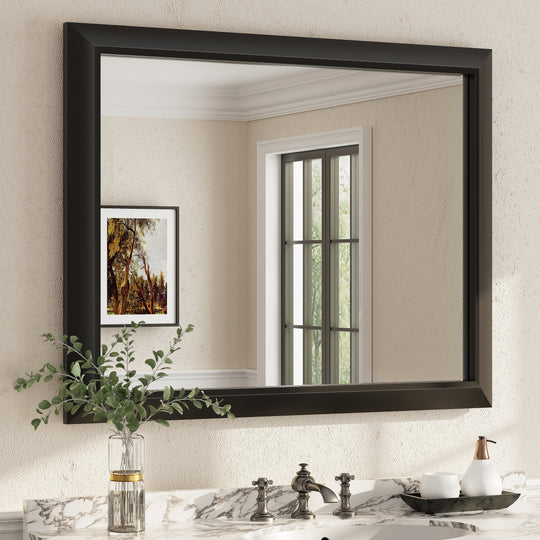 5-Year Warranty Full Size Farmhouse Beveled Metal Rectangle Wall Bathroom Vanity Mirrors