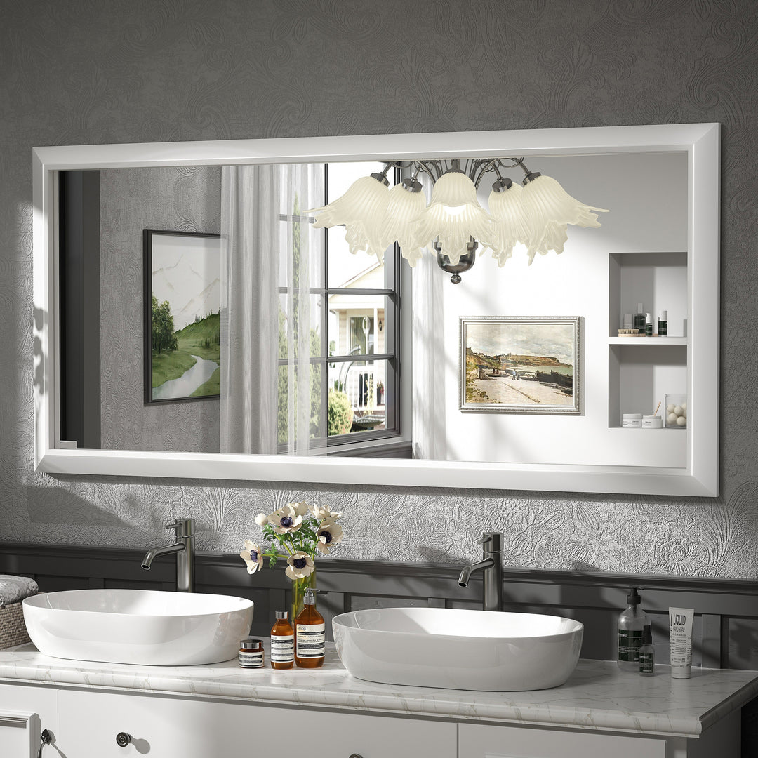 5-Year Warranty Full Size Farmhouse Beveled Metal Rectangle Wall Bathroom Vanity Mirrors