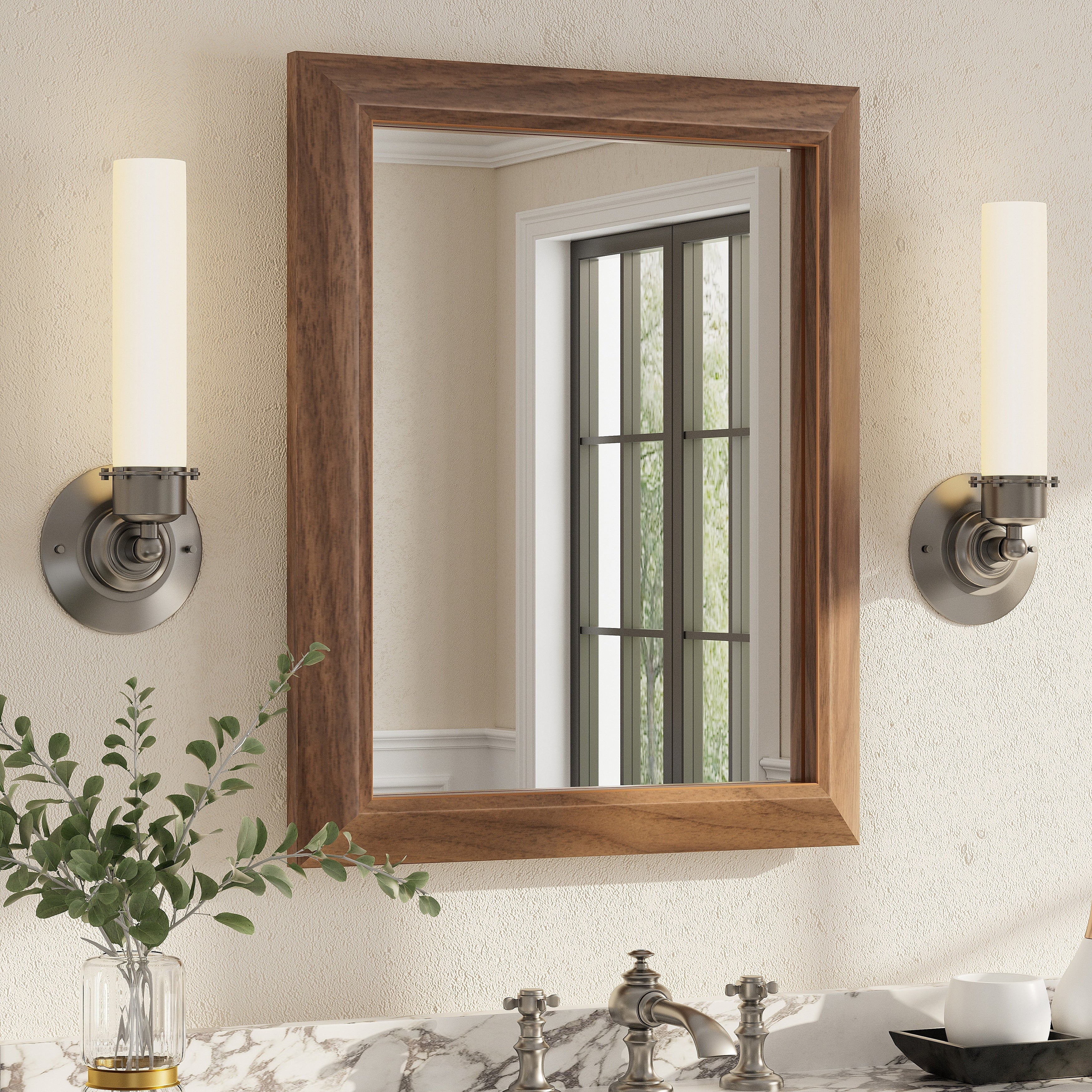 5-Year Warranty Full Size Farmhouse Beveled Metal Rectangle Wall Bathroom Vanity Mirrors