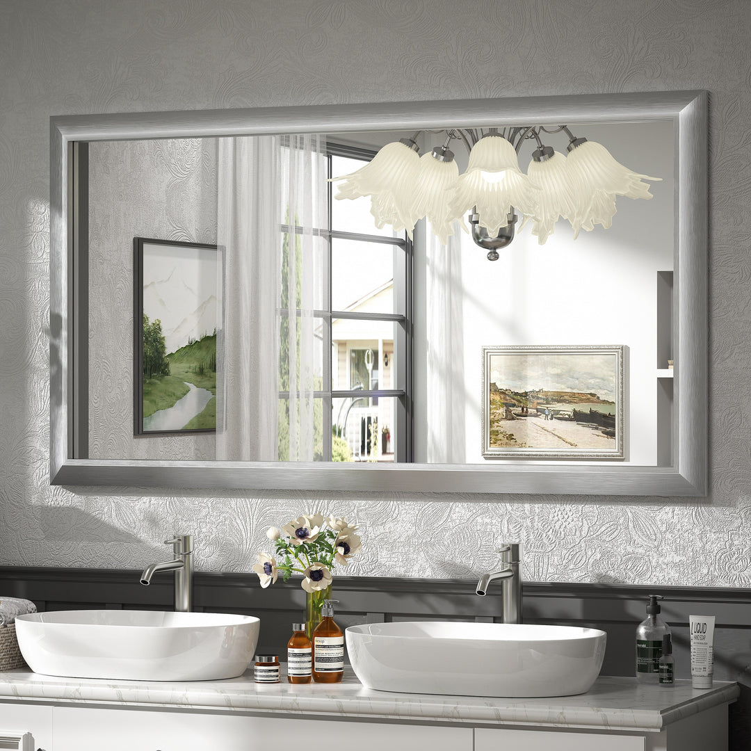 5-Year Warranty Full Size Farmhouse Beveled Metal Rectangle Wall Bathroom Vanity Mirrors