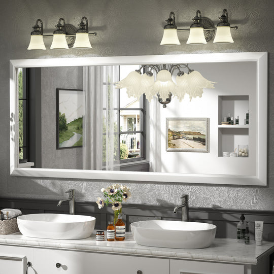 5-Year Warranty Full Size Farmhouse Beveled Metal Rectangle Wall Bathroom Vanity Mirrors