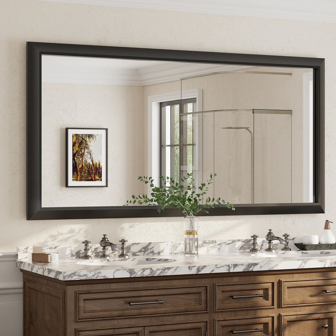 5-Year Warranty Full Size Farmhouse Beveled Metal Rectangle Wall Bathroom Vanity Mirrors