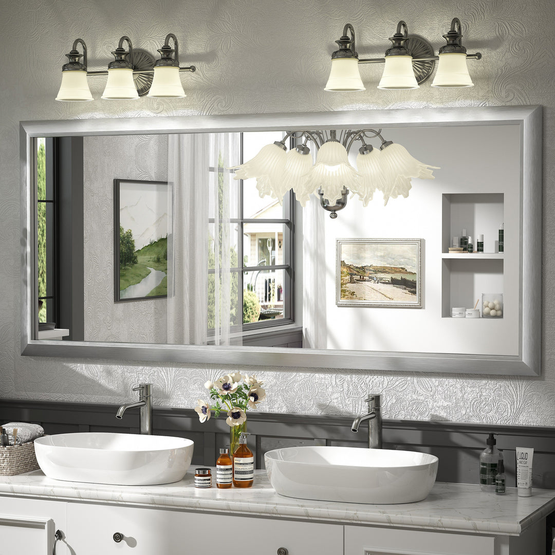 5-Year Warranty Full Size Farmhouse Beveled Metal Rectangle Wall Bathroom Vanity Mirrors