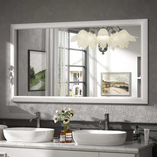 5-Year Warranty Full Size Farmhouse Beveled Metal Rectangle Wall Bathroom Vanity Mirrors
