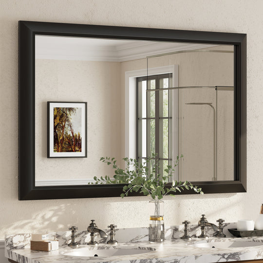 5-Year Warranty Full Size Farmhouse Beveled Metal Rectangle Wall Bathroom Vanity Mirrors