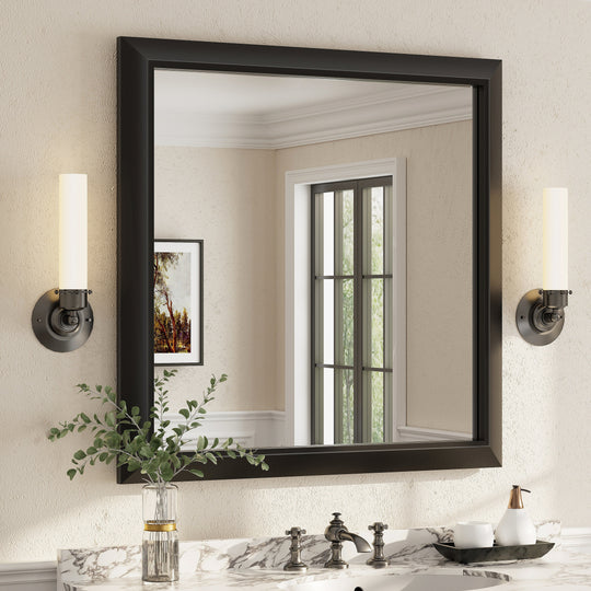 5-Year Warranty Full Size Farmhouse Beveled Metal Rectangle Wall Bathroom Vanity Mirrors
