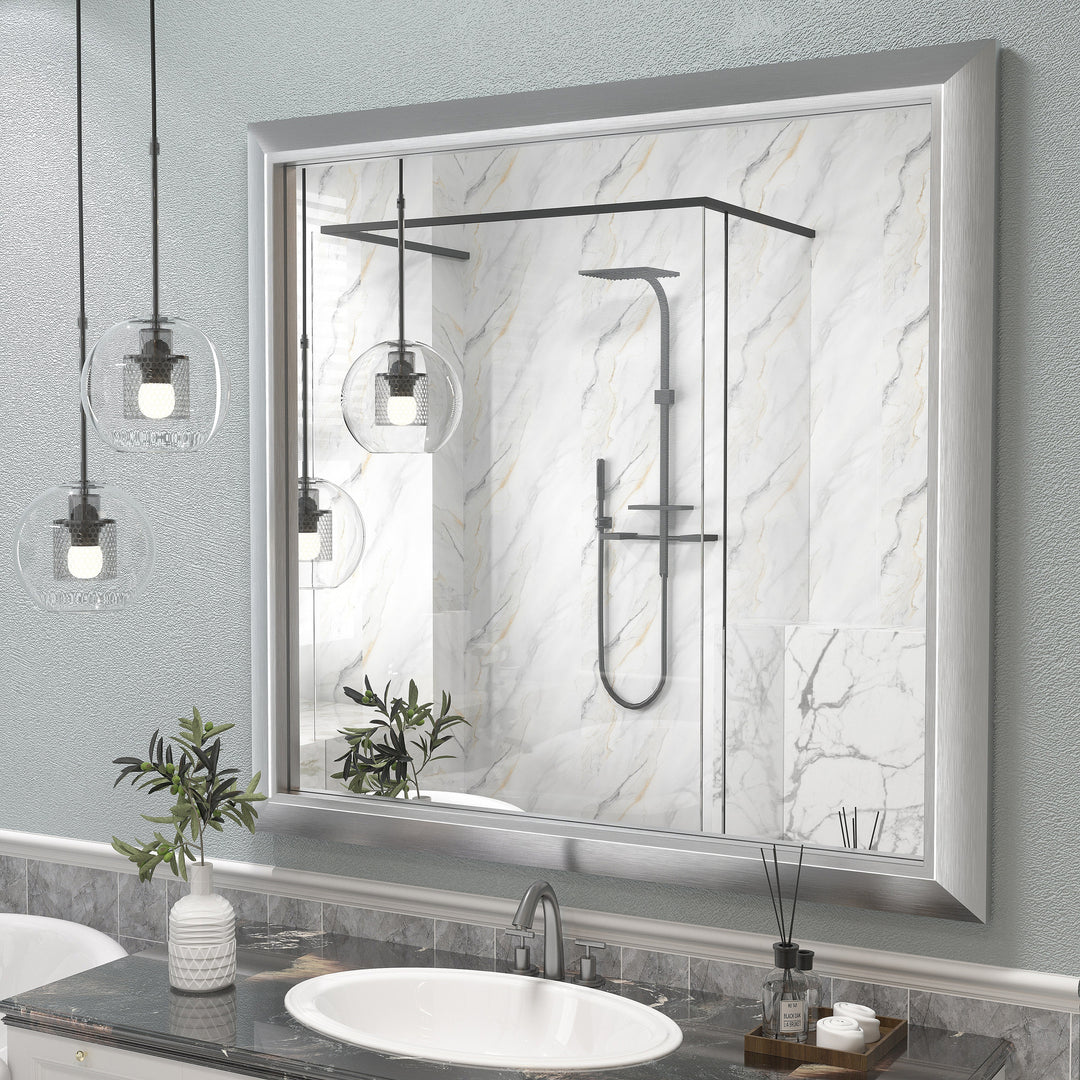 5-Year Warranty Full Size Farmhouse Beveled Metal Rectangle Wall Bathroom Vanity Mirrors