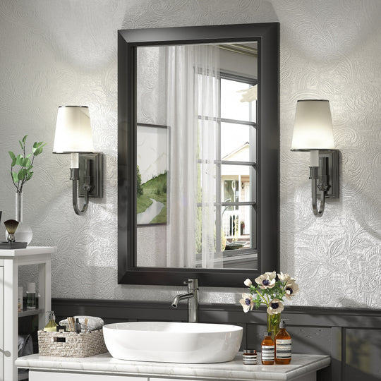 5-Year Warranty Full Size Farmhouse Beveled Metal Rectangle Wall Bathroom Vanity Mirrors