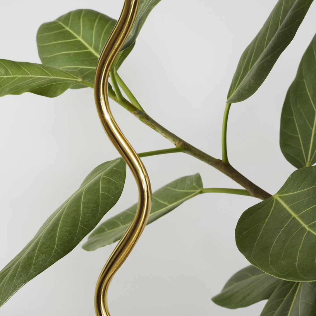 Squiggle Floor 62.13 In. Antiqued Brass Contemporary Ambient Standing Column Floor Lamp with Ivory Fabric Empire Shade