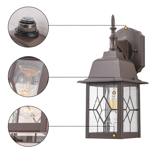 2-Pack 14In ORB Outdoor Wall Lantern Sconce with Seeded Glass